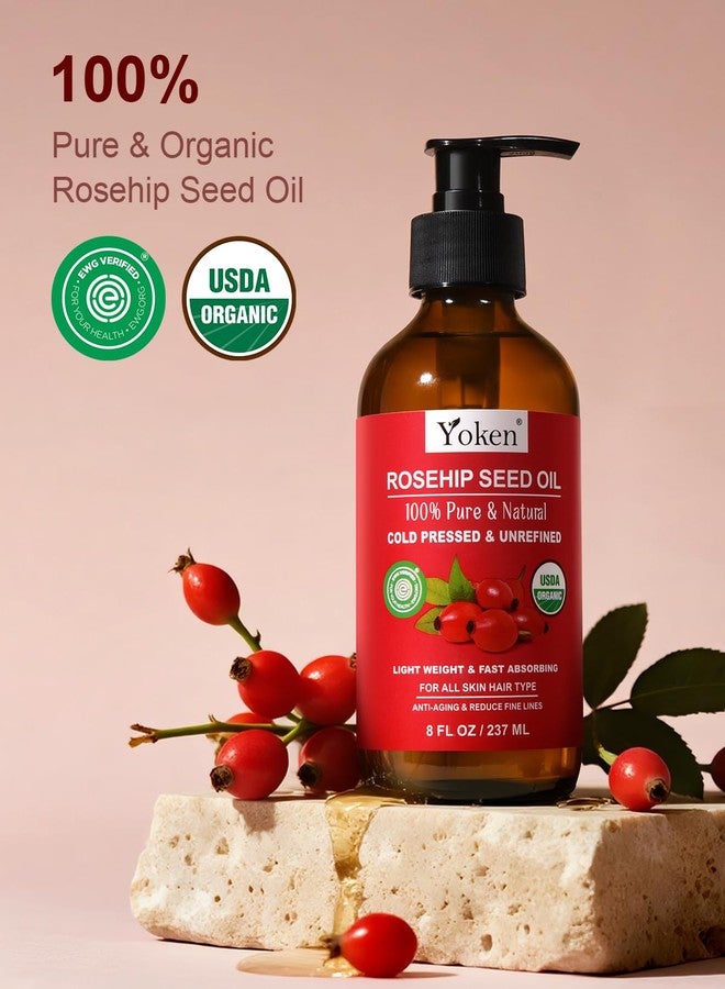 Yoken Rosehip Seed Oil Organic, USDA Certified 100% Pure Rosehip Oils for Face, Hair & Body, 8 fl oz Cold Pressed Rose Hip oil for Skin Moisturizing, Scar Fading, Gua Sha, Massage, Carrier Oil DIY - Image 2